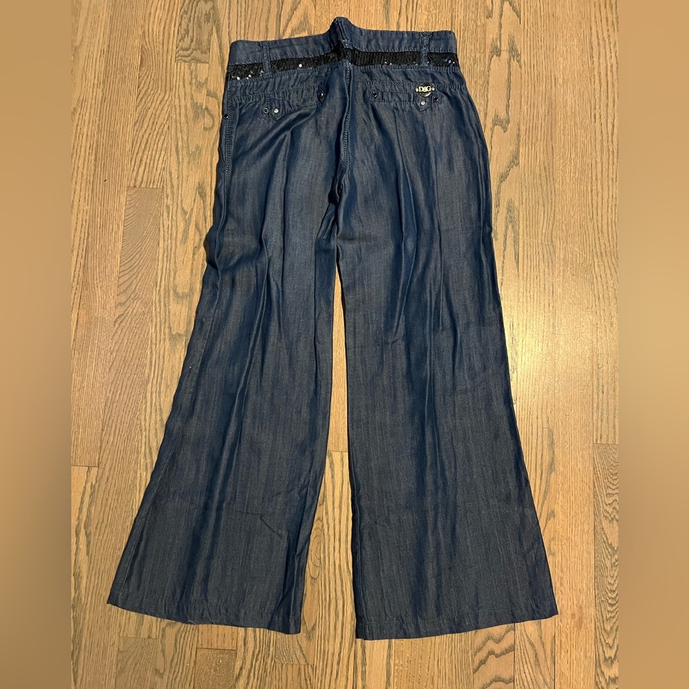 D&G Dark Blue Flare  Resort Linen Silky Jeans